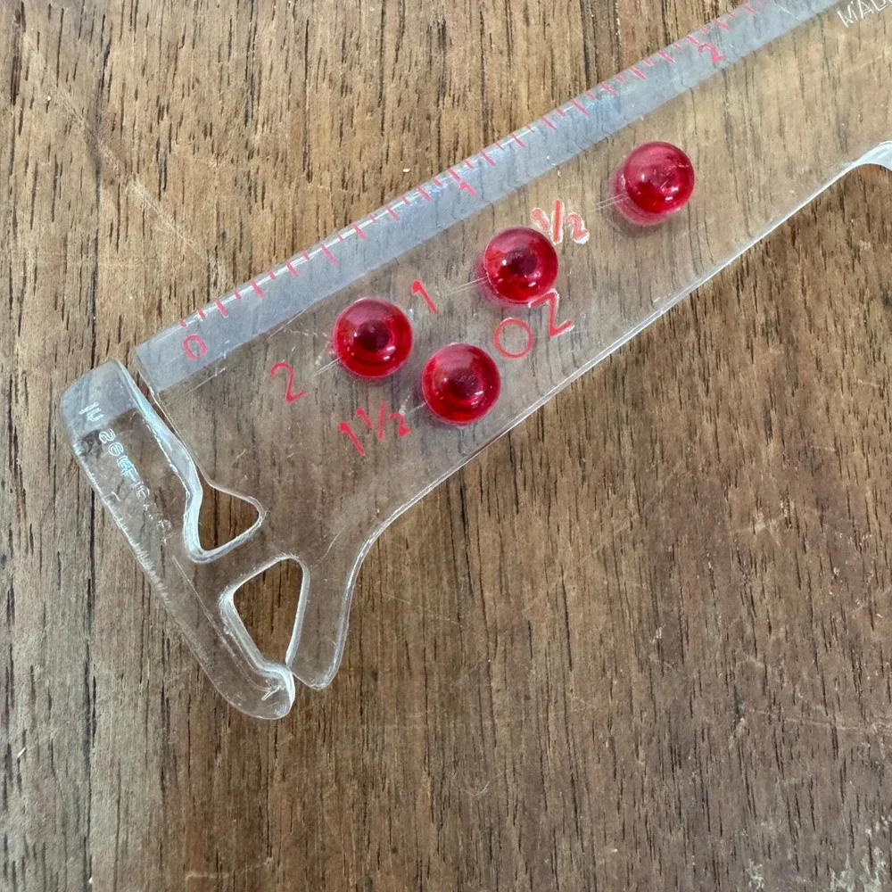 Vintage Hong Kong Novelty Clear Red Plastic Ruler Multipurpose Knife‎
